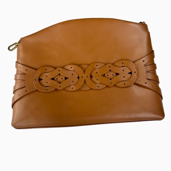 Vince Camuto Large Leather Clutch in Toffee Color - Picture 1 of 16